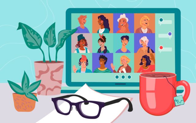 Menschen tauschen sich gemeinsam in einem Online-Treffen aus